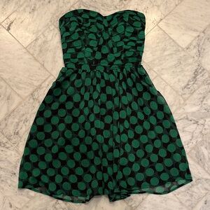 Fynn & Rose Black/Green Polka Dot Strapless Dress